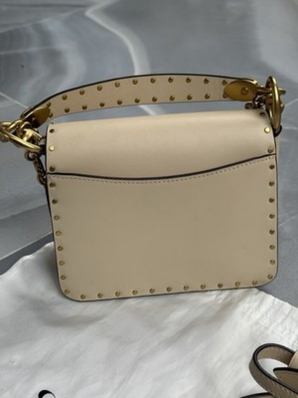 CLEAN! Coach Beat Shoulder Bag 18 Rivets Style 4600 TRIPLE STRAP Chain Leather - Picture 7 of 16
